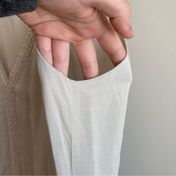 Flannel Babydoll A-Line Nuetral Lace Mini  Tank Dress S - Picture 8 of 11